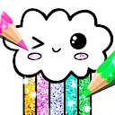 Kawaii Coloring Book Glitter